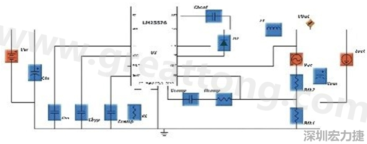 參考圖1的電流通路：把FET在導(dǎo)通狀態(tài)下流經(jīng)的通路標(biāo)記為紅色；把FET在關(guān)斷狀態(tài)下的迴路標(biāo)記為綠色。