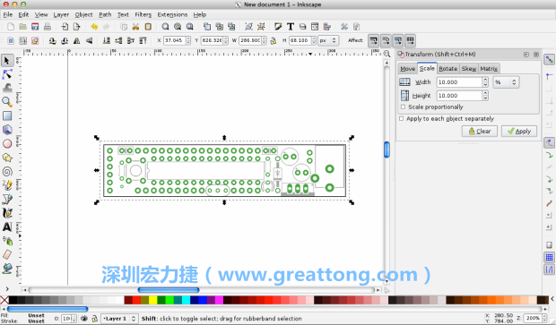 首先，你需要取得電路板設計圖的PNG圖檔，才能在上面進行繪制。這件事做起來比用說的難上許多，而其中一種方法如下所示（我們會先假設你正在使用Inkscape向量繪圖工具）。