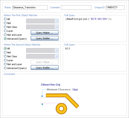 Design rule to set the clearance for all components using a specific footprint.